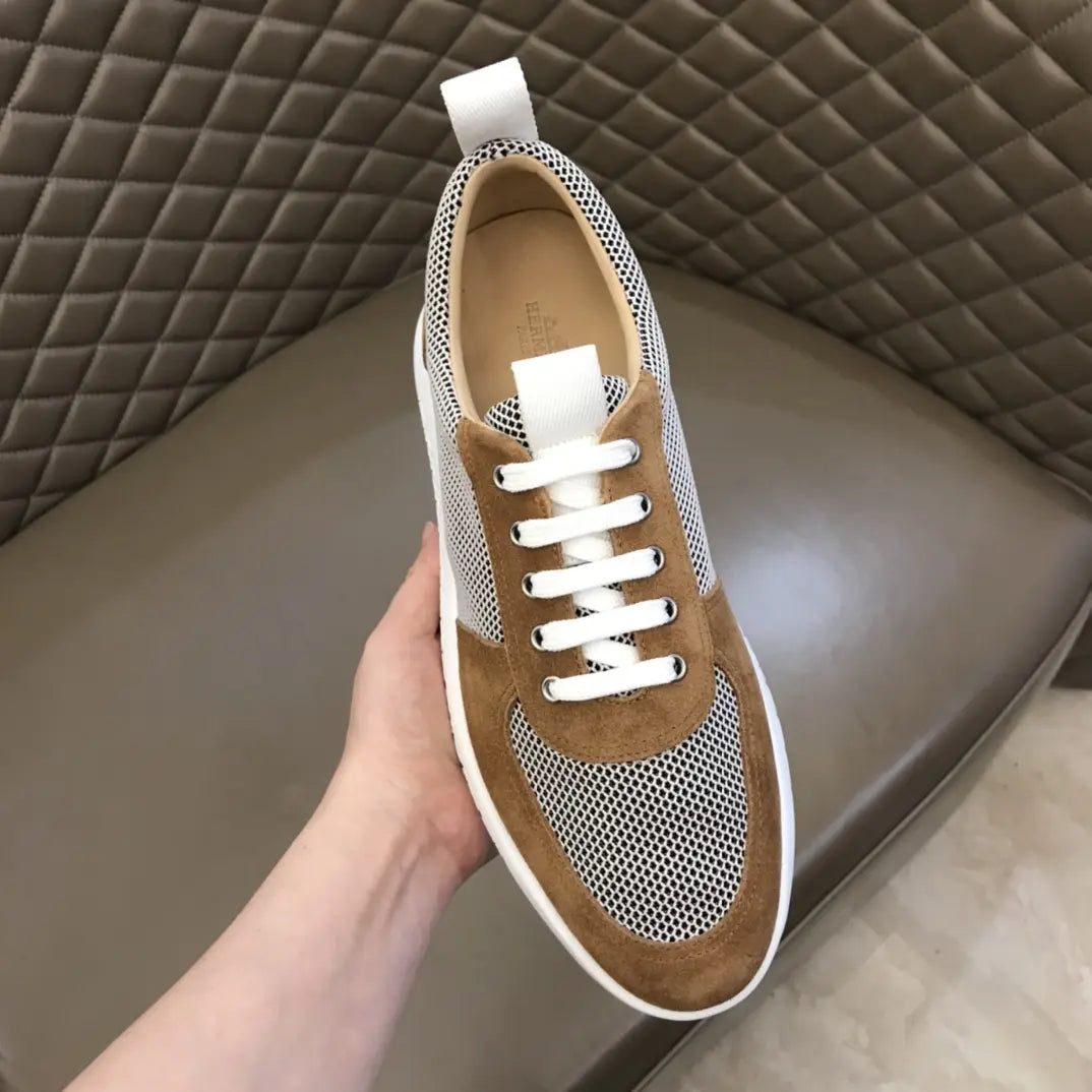 H Suede Mesh Brown White Sneakers