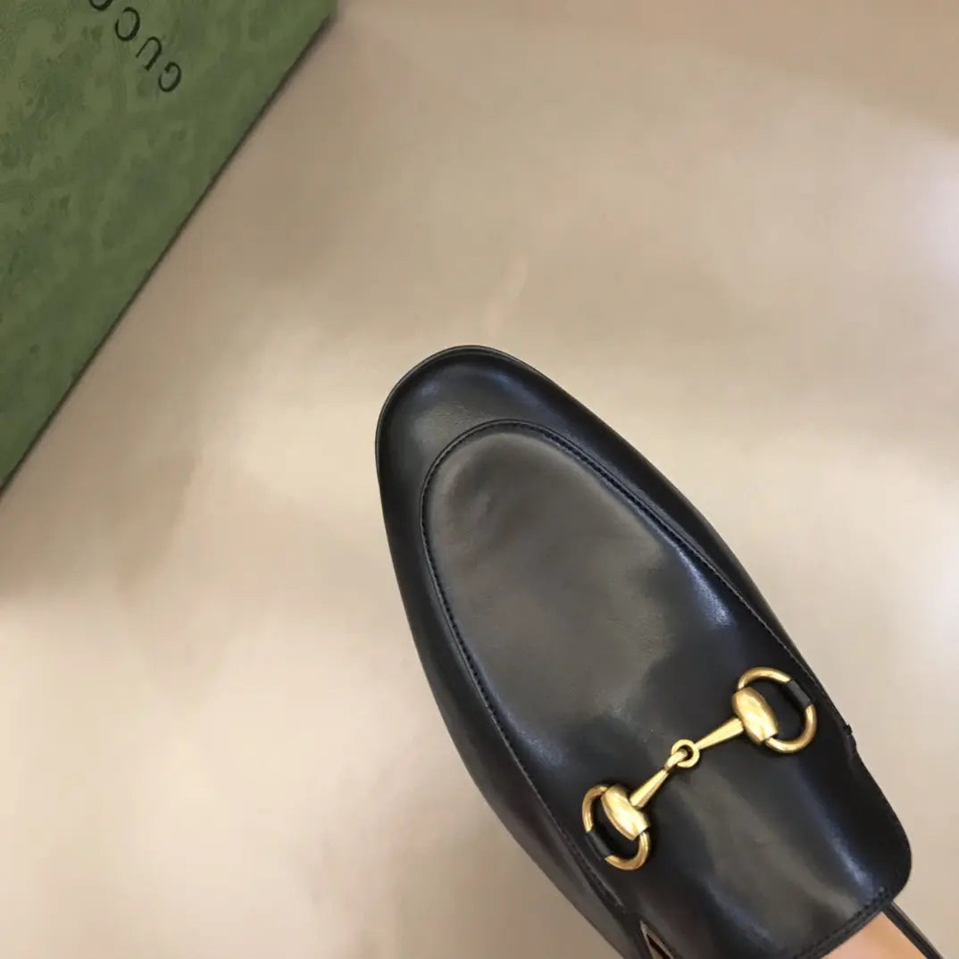 Gucci Horsebit Black Gold Bit Mules