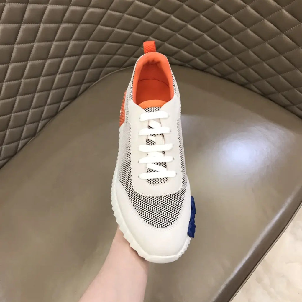Hermes White Orange Blue Mesh Sneakers