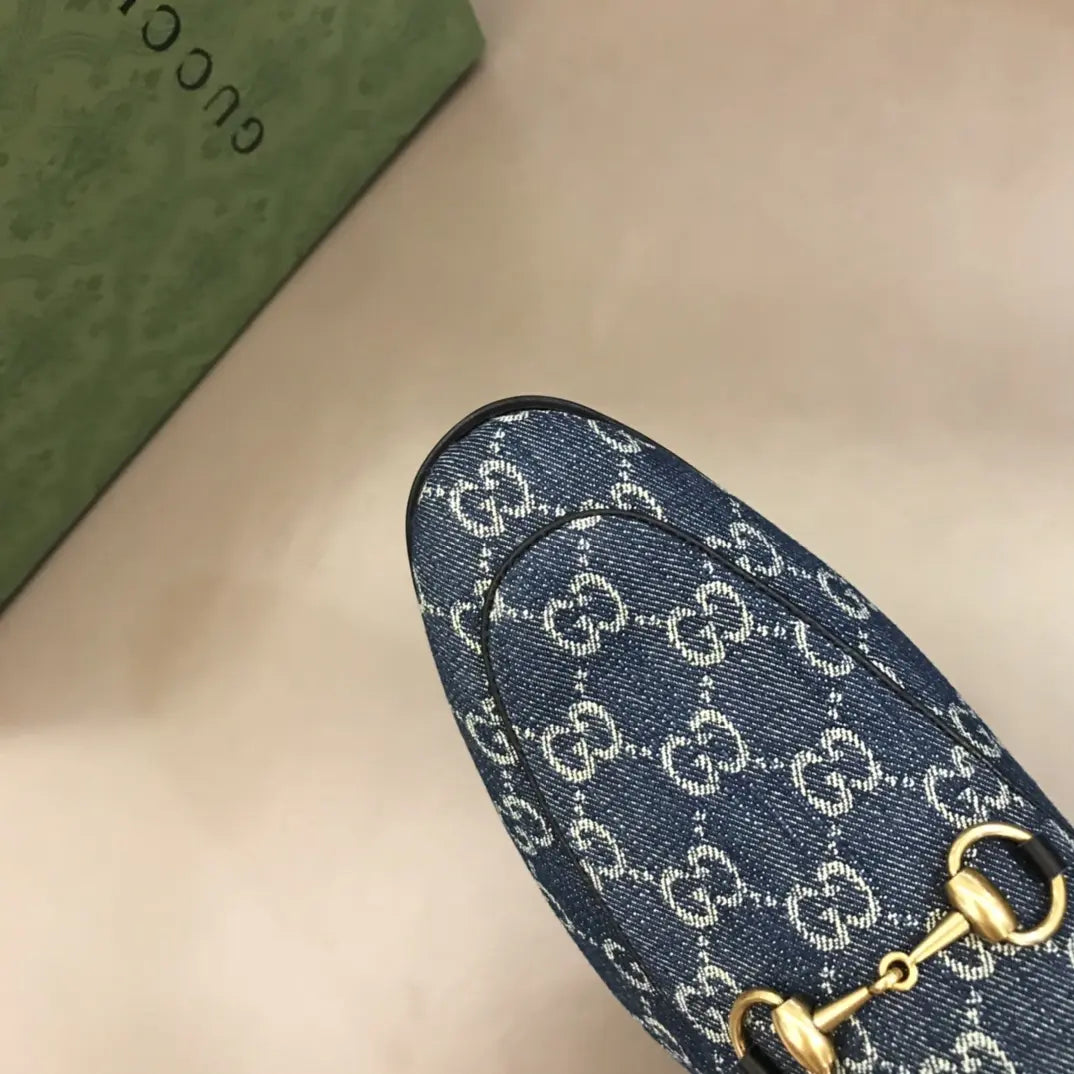 Gucci Horsebit GG Supreme Blue Mules