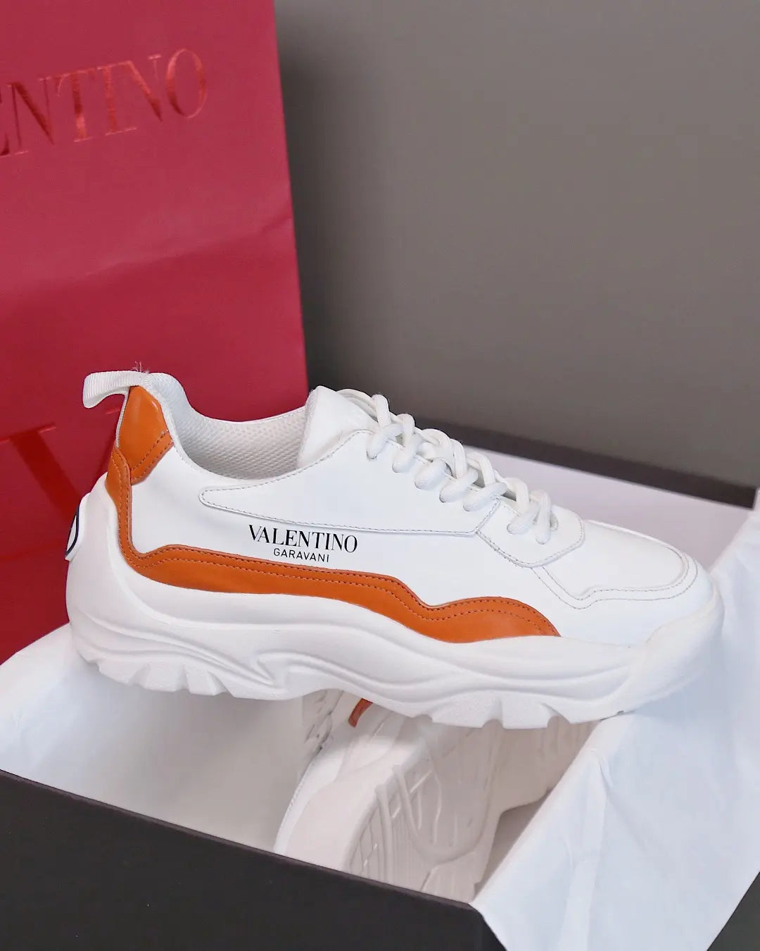 Valentino Garavani White Orange Sneakers