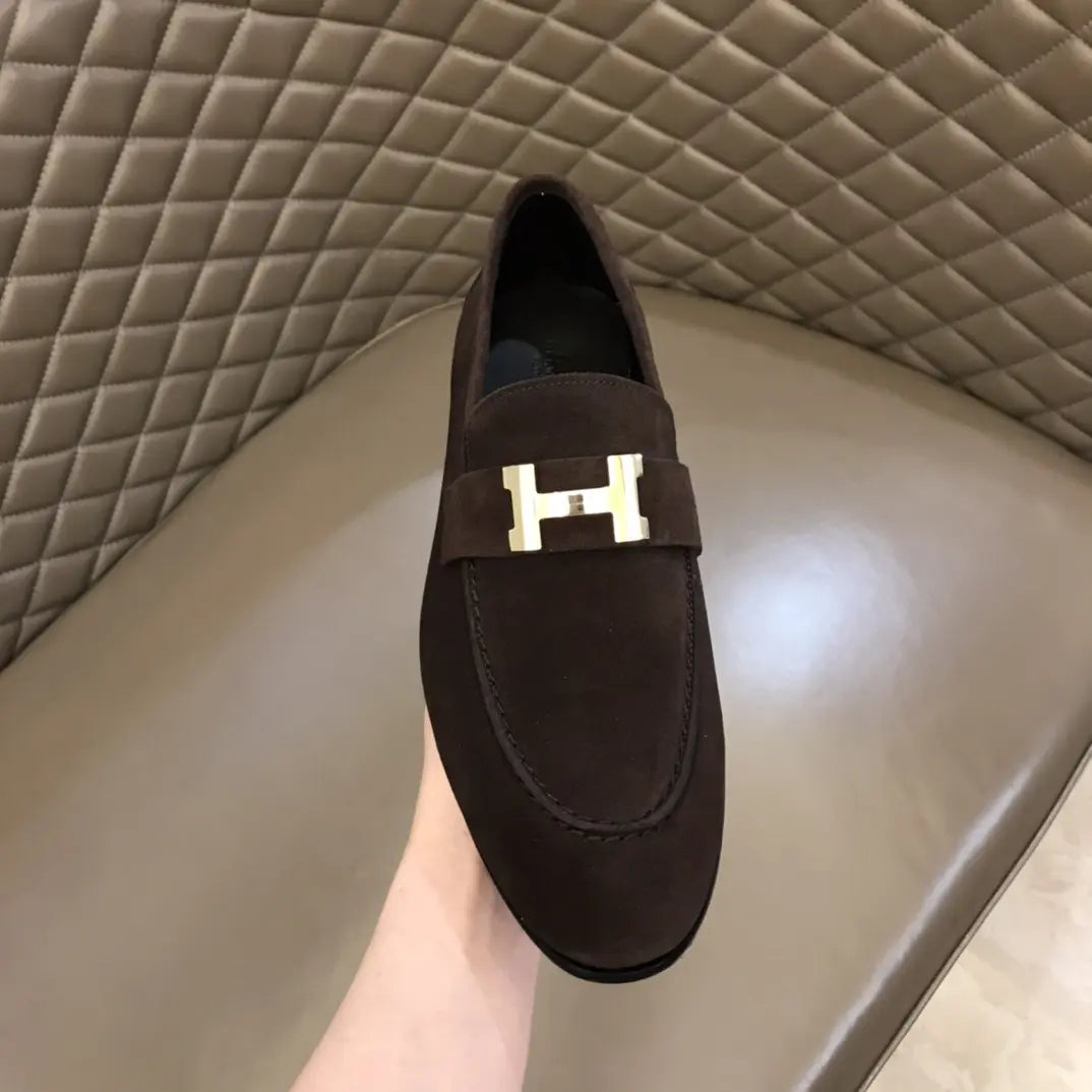 Hermès Paris H Buckle Brown Loafers