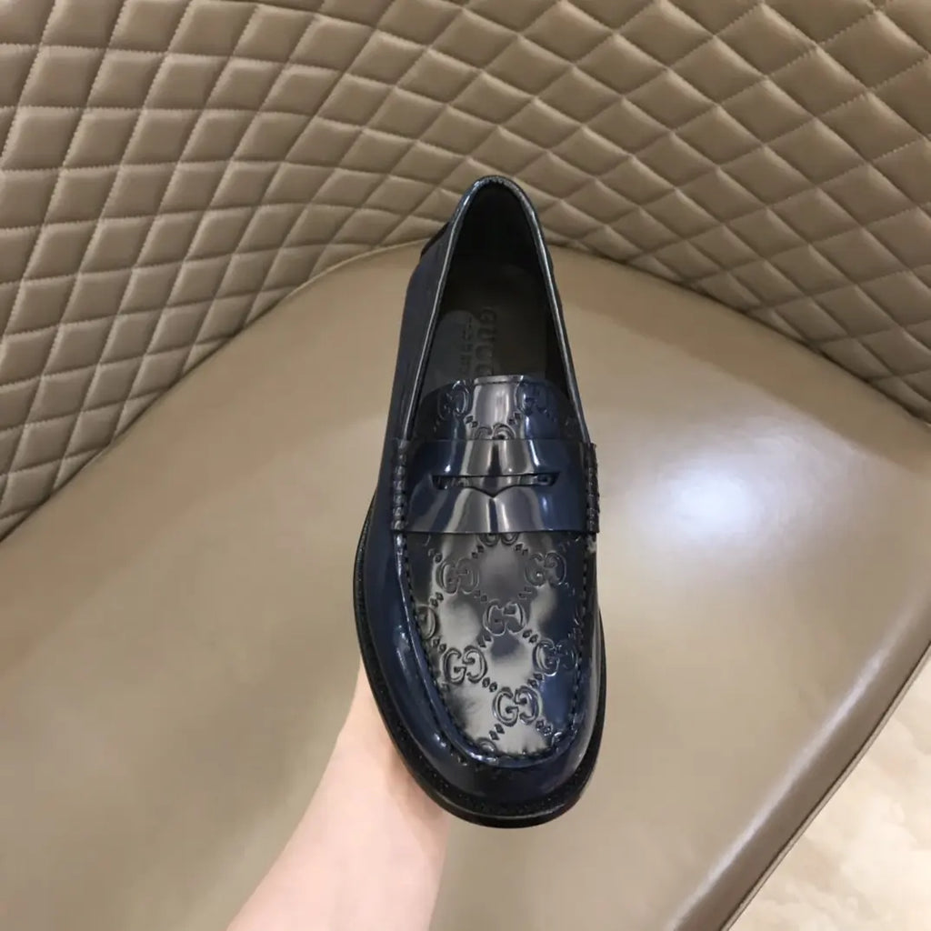 Gucci GG Blue Patent Leather Loafers