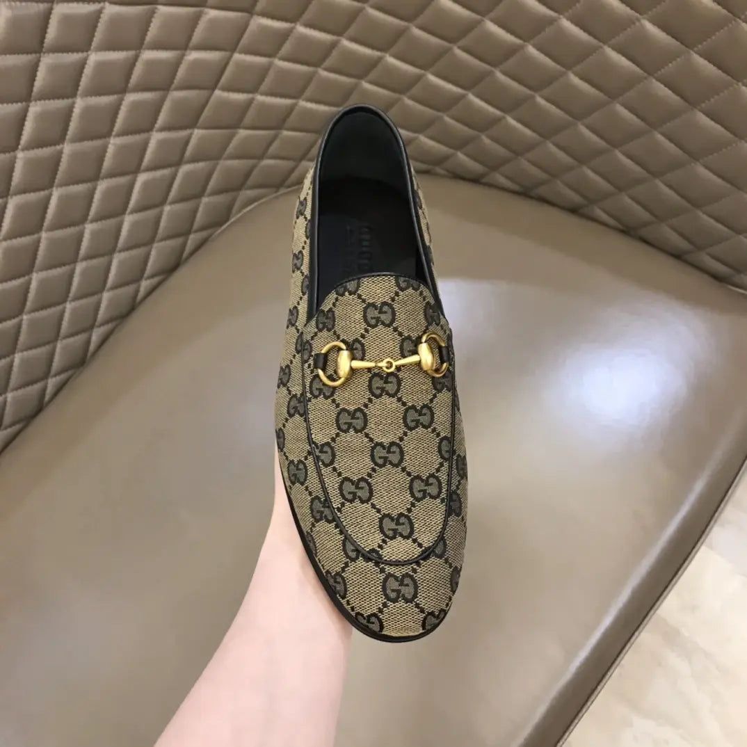 Gucci Horsebit Beige Brown GG Loafers