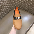 Hermès H Patent Beige Black Loafers