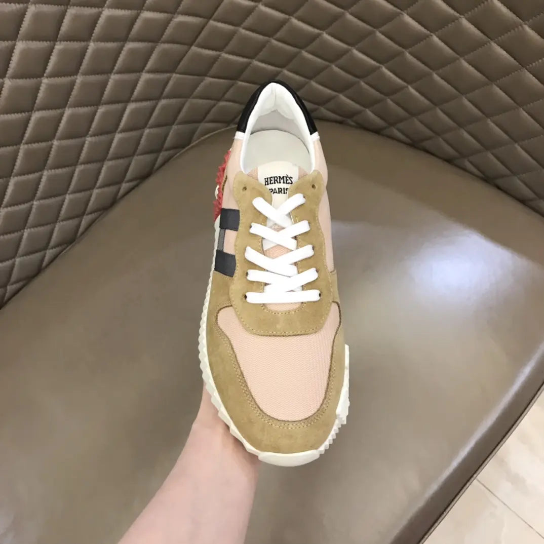 Hermès Pink Beige Black White Sneakers