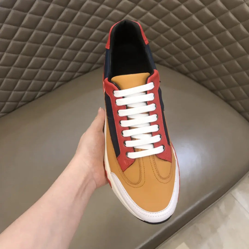 Hermes Tan Navy Red White Sneakers