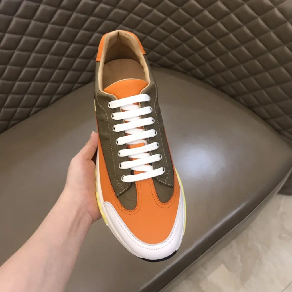 Hermes Olive Green Orange Blue White Sneakers