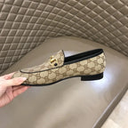 Gucci GG Supreme Horsebit Beige Loafers