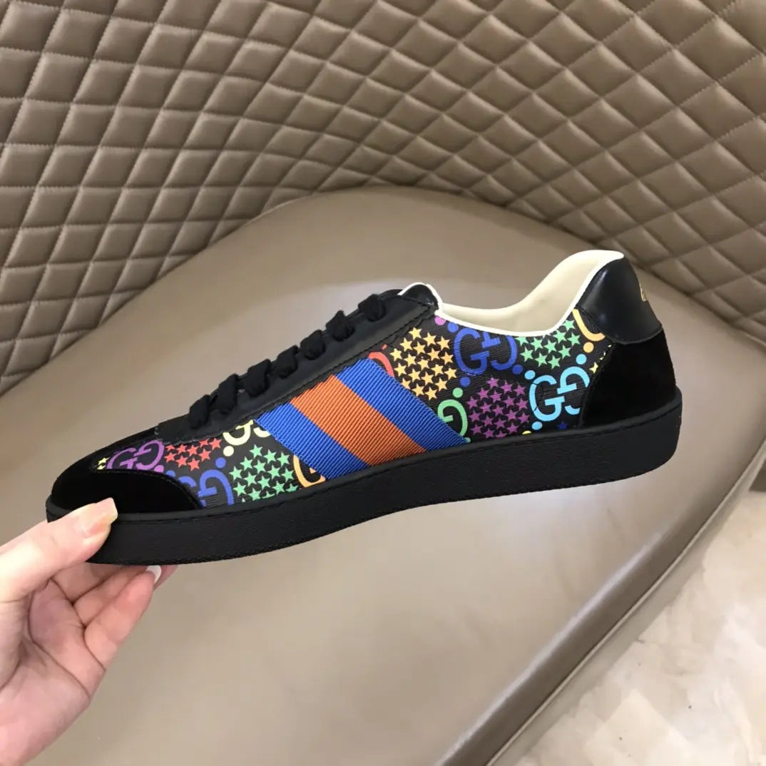 Gucci Ace Black Multicolor Orange Sneakers