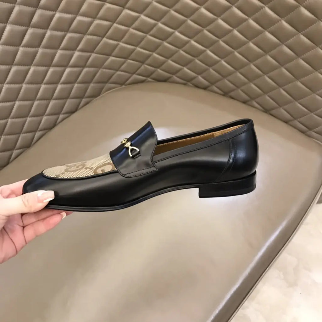 Gucci GG Chain Black Beige Loafers
