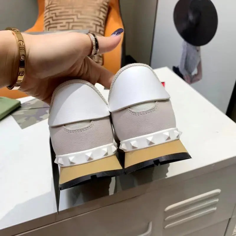 Valentino Garavani White Beige Brown Sneakers