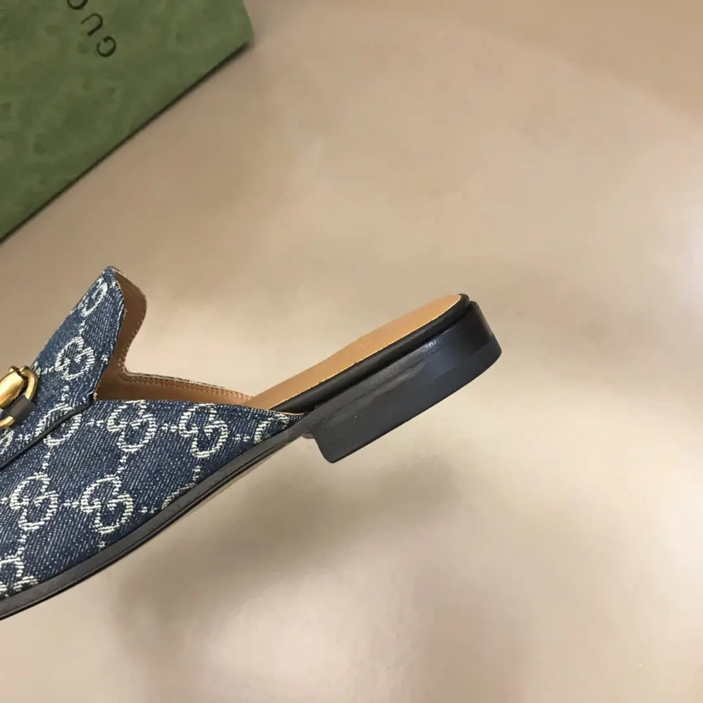 Gucci Horsebit GG Supreme Blue Mules