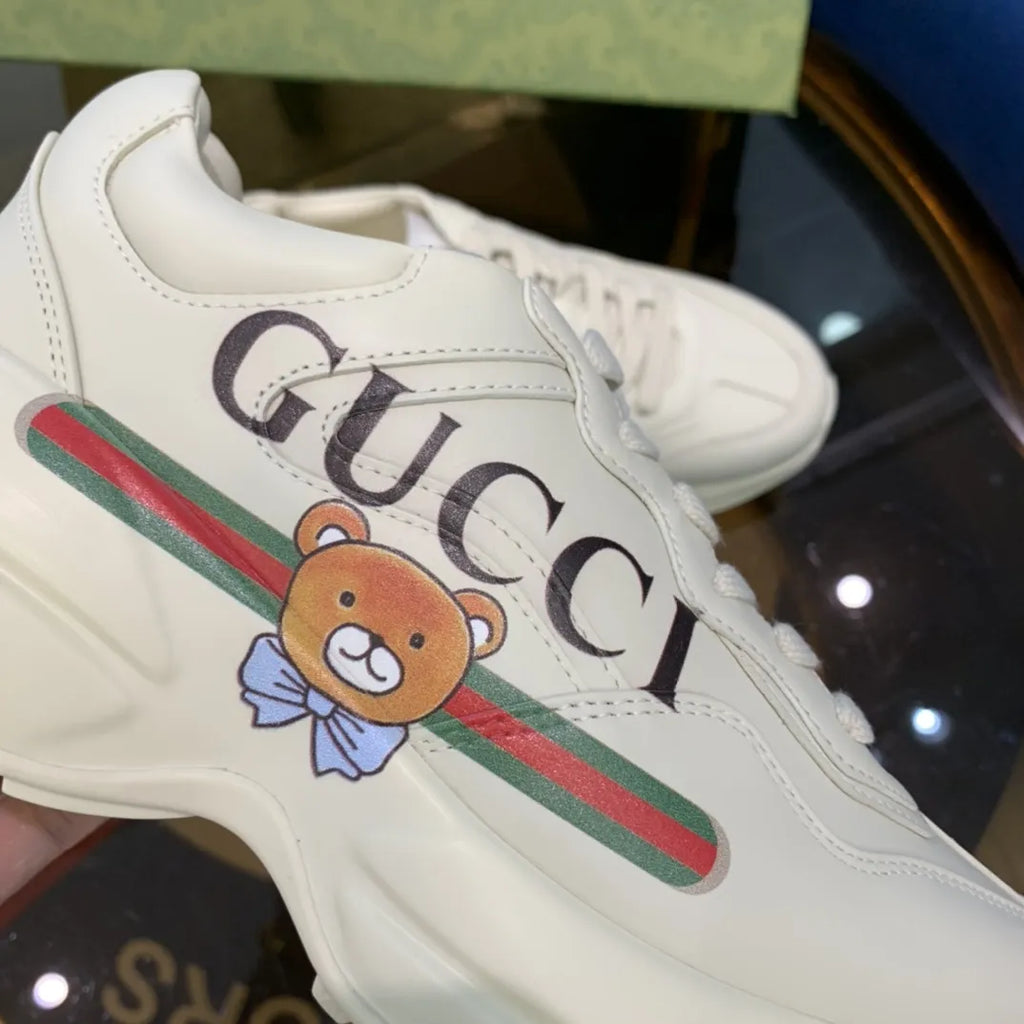 Gucci Logo Teddy Bear White Sneakers