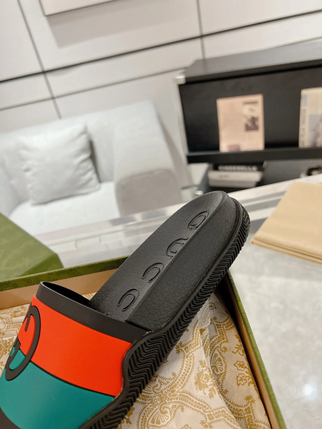 Gucci GG Black Green Red Slides