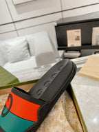 Gucci GG Black Green Red Slides