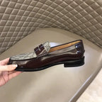 Gucci GG Dark Brown Beige Loafers