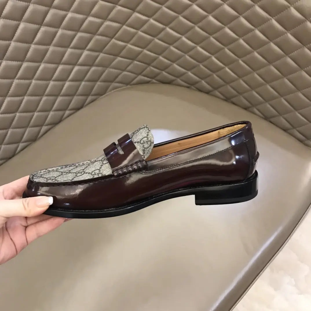 Gucci GG Dark Brown Beige Loafers