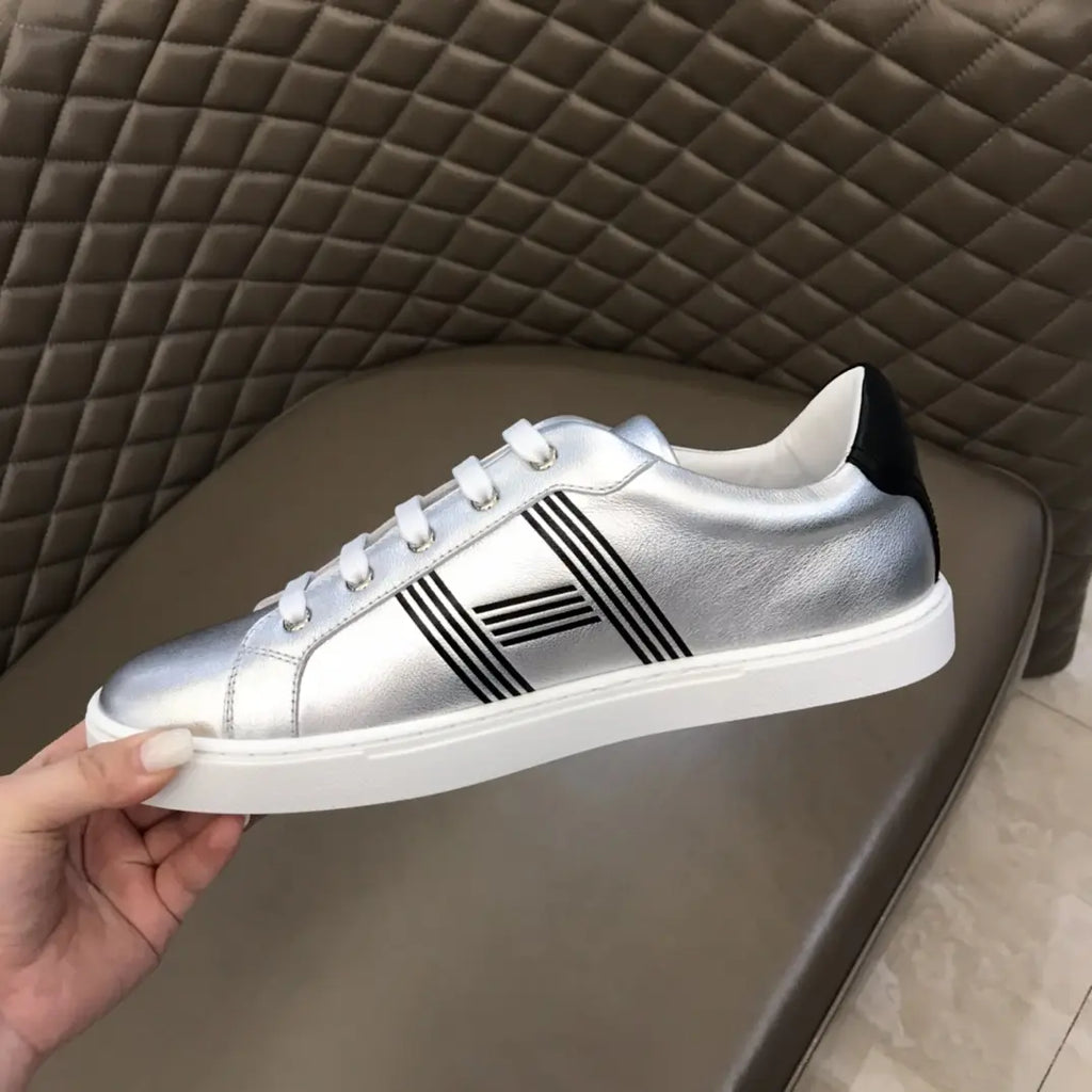 Hermes Silver Black Low Top Sneakers