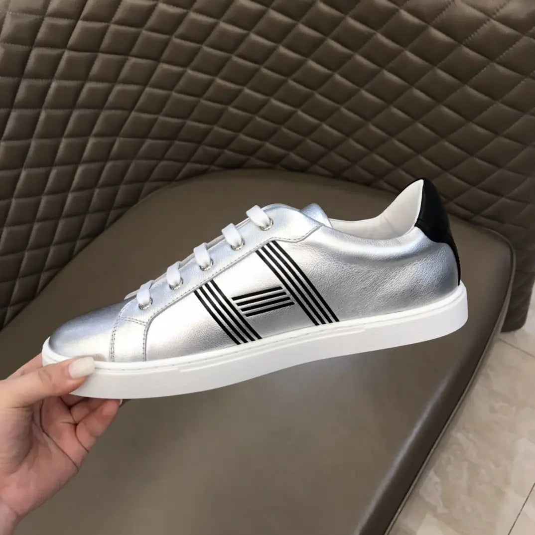 Hermes Silver Black Low Top Sneakers