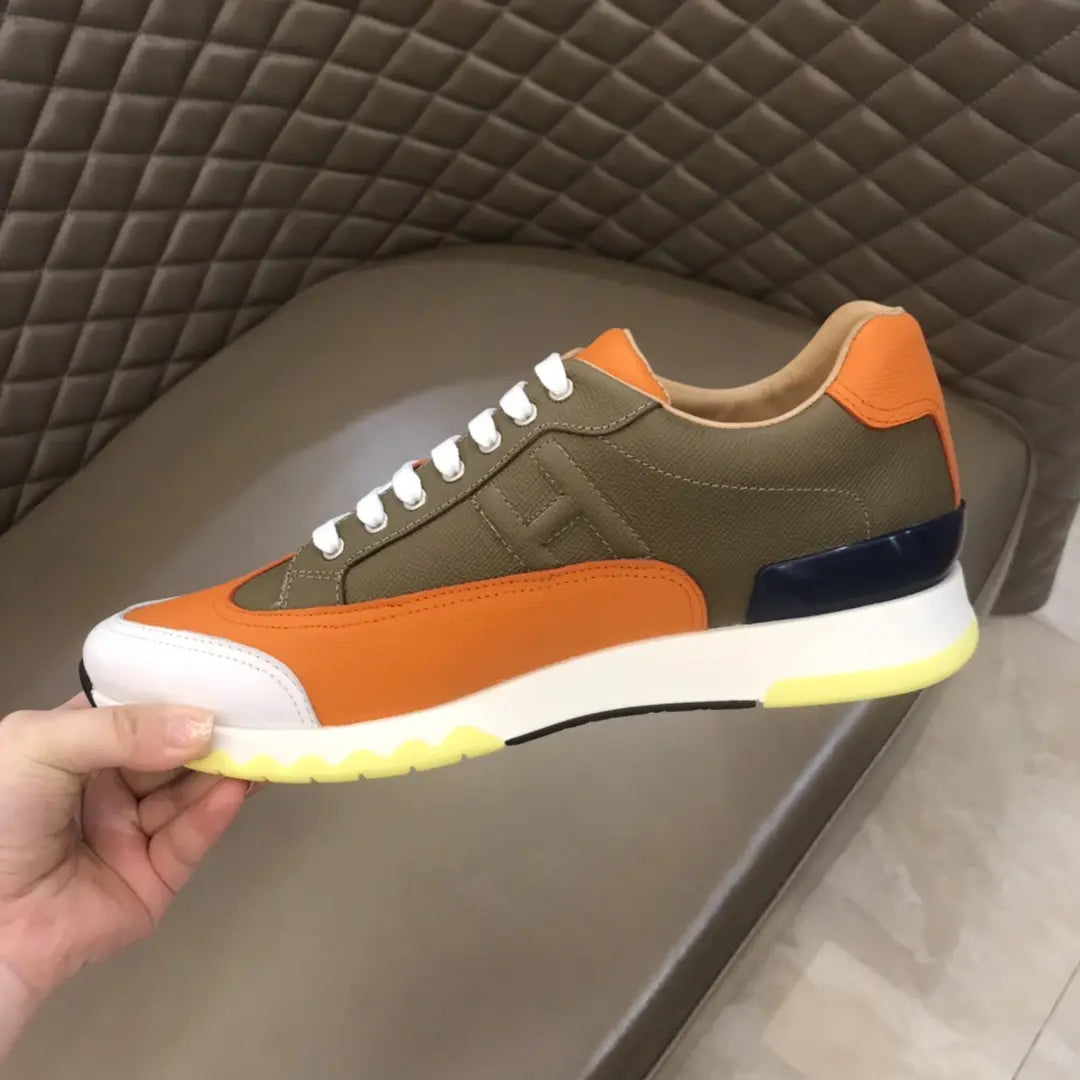 Hermes Olive Green Orange Blue White Sneakers