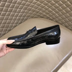 Gucci GG Horsebit Black Crocodile Loafers