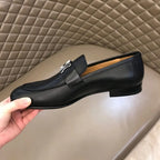 Hermès H Buckle Black Leather Loafers