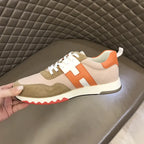Hermes Paris Beige Orange White Sneakers