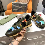Valentino Rockrunner Camo Green Blue Orange Sneakers