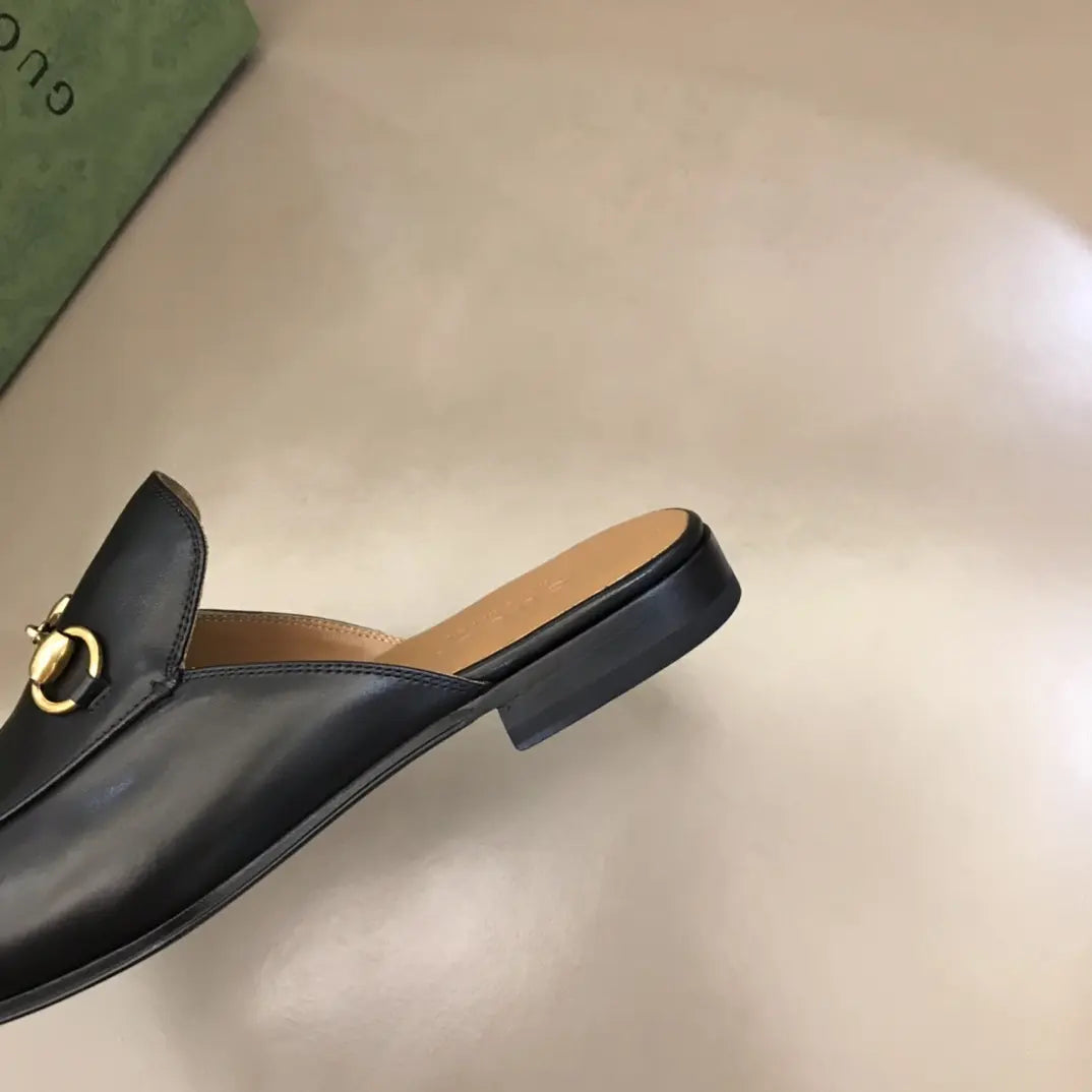 Gucci Horsebit Black Gold Bit Mules