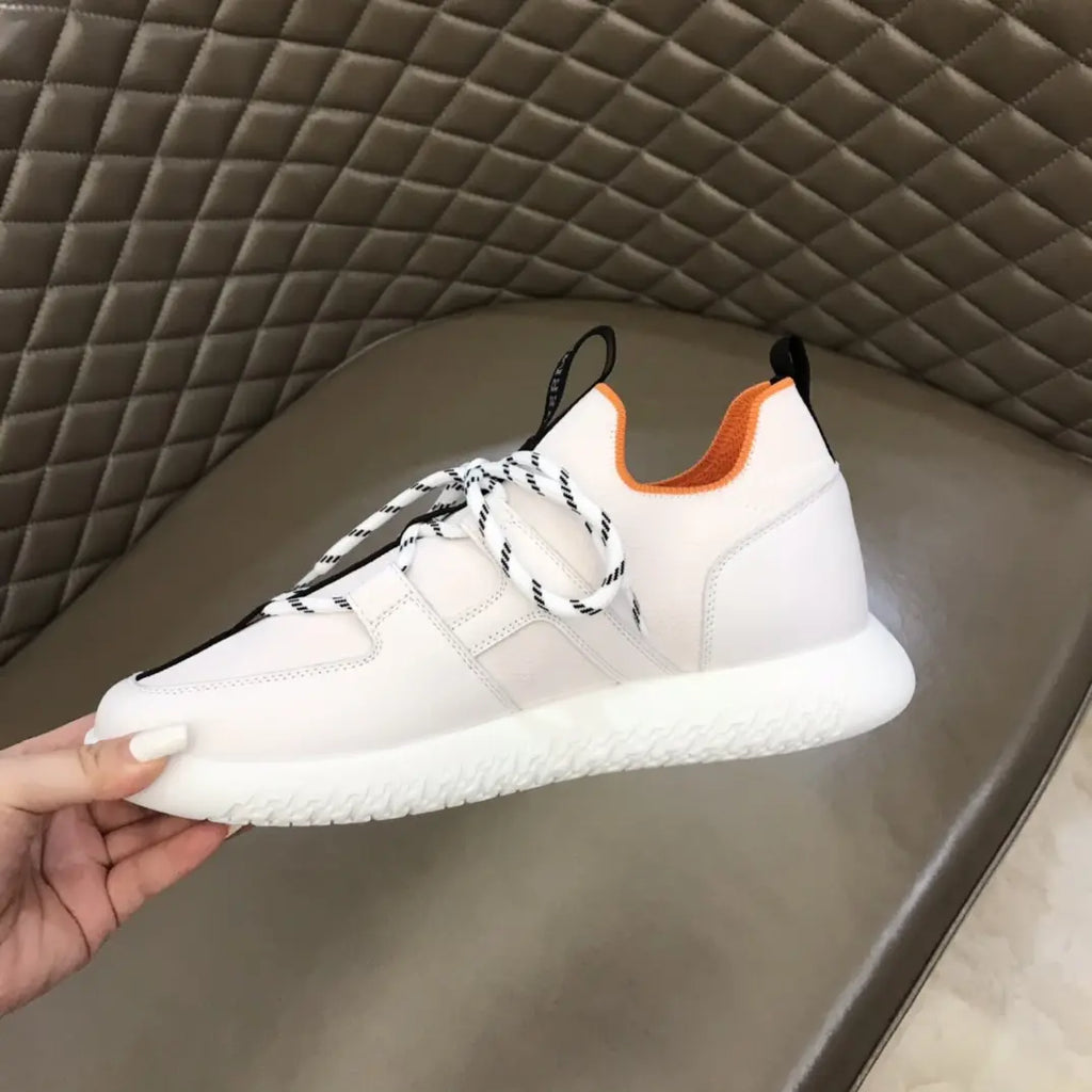 Hermes White Black Orange Sneakers