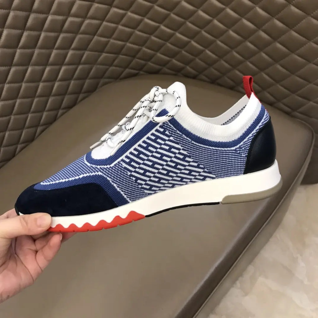Hermes Navy Blue White Red Sneakers