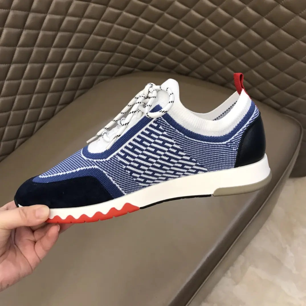 Hermes Navy Blue White Red Sneakers