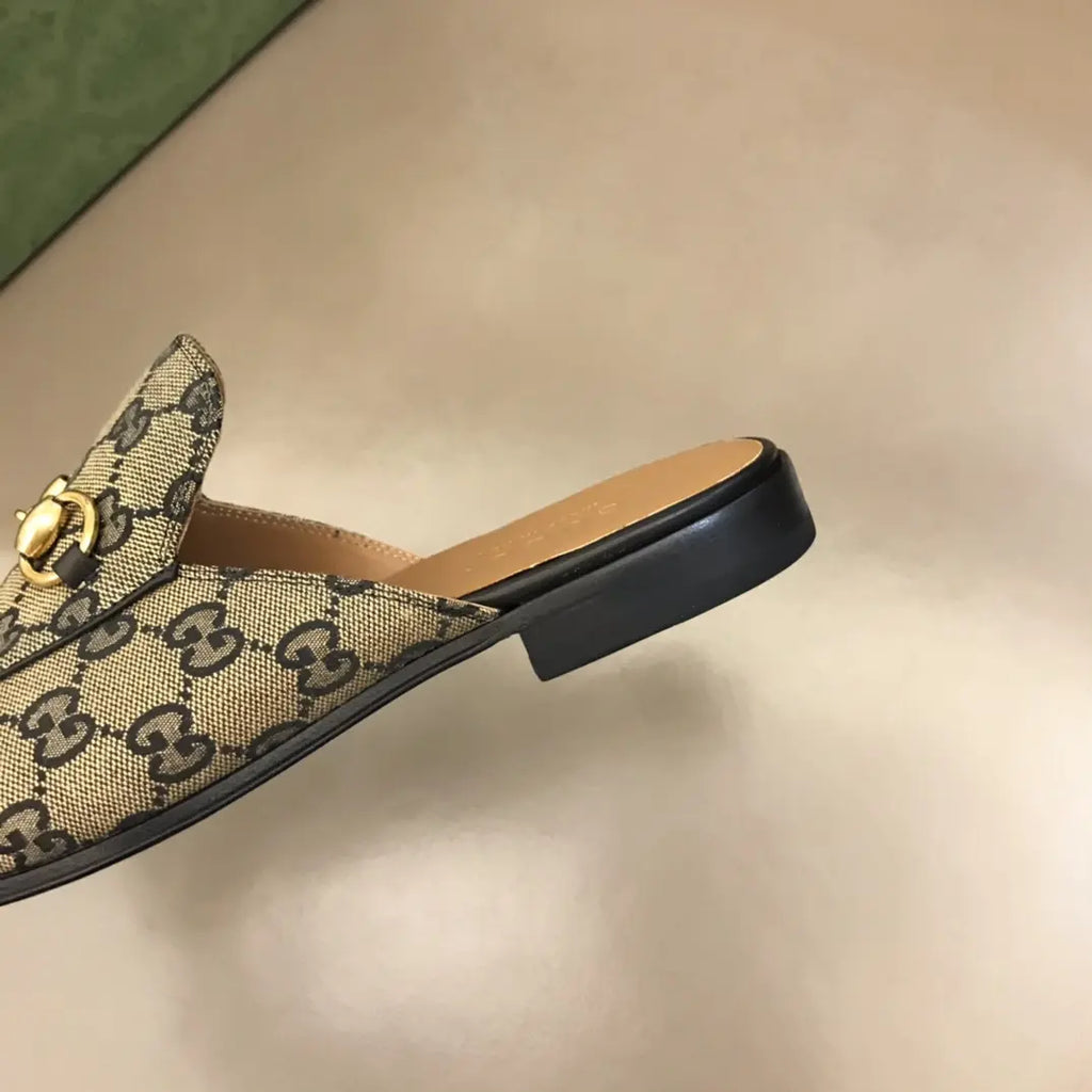 Gucci GG Supreme Beige Brown Mules