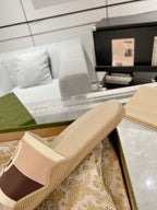 Gucci GG Beige Brown White Slides