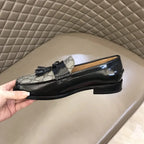 Gucci GG Black Beige Tassel Loafers
