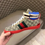 Gucci GG High Beige Red Blue Sneakers