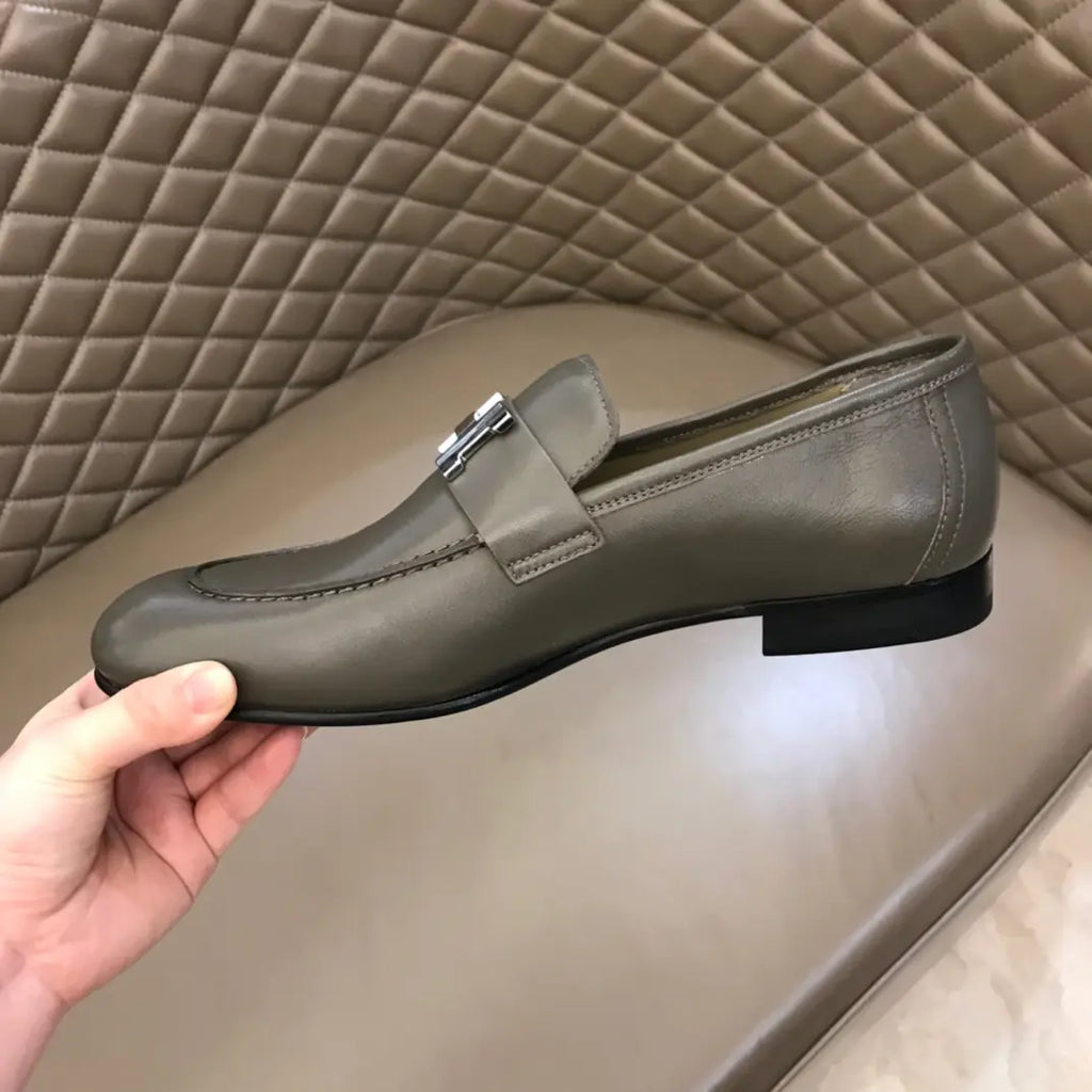 Hermes Paris H Buckle Grey Loafers