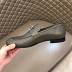 Hermes Paris H Buckle Grey Loafers