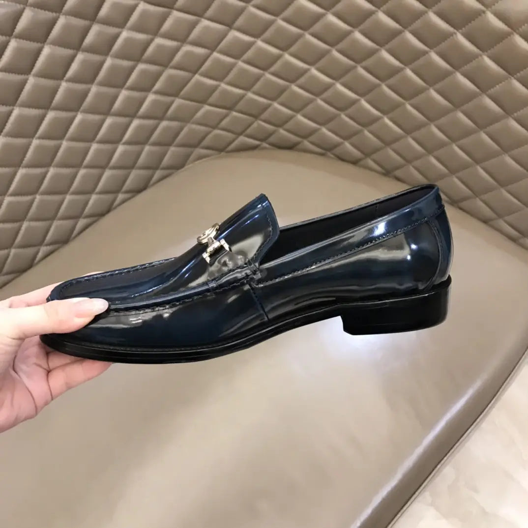 Gucci Horsebit Patent Navy Blue Loafers