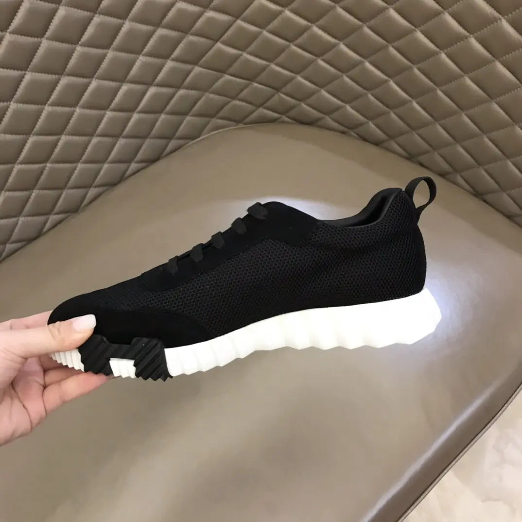 Hermes H Black White Mesh Sneakers