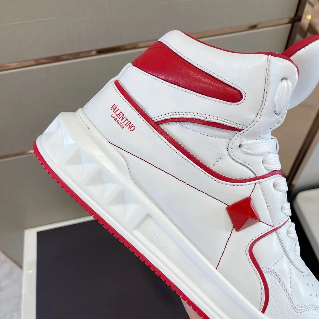 Valentino High Top White Red Sneakers