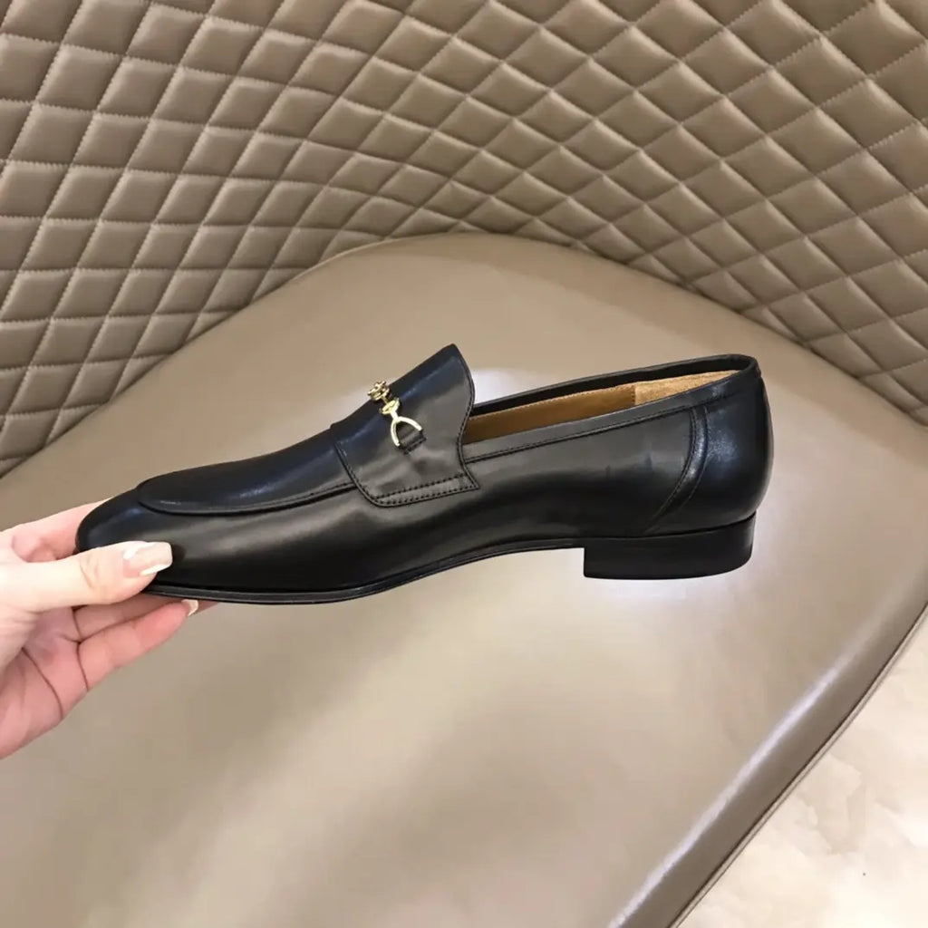 Gucci Horsebit Gold Chain Black Loafers