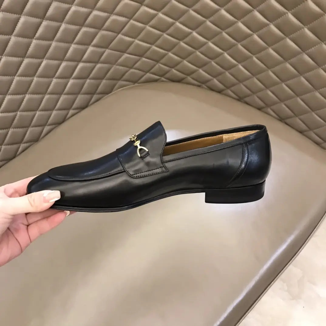 Gucci Horsebit Gold Chain Black Loafers