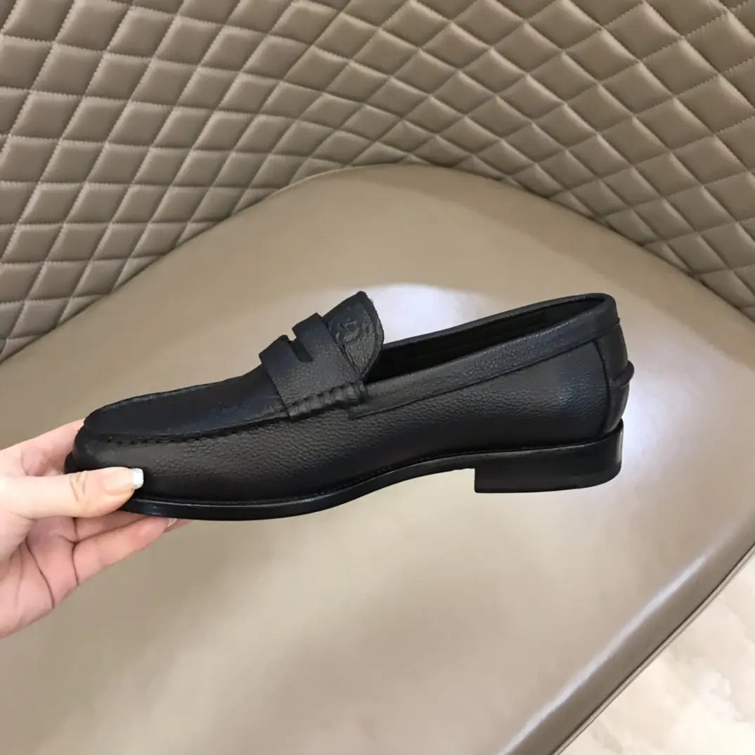 Gucci GG Monogram Black Leather Loafers