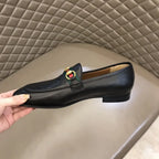 Gucci Horsebit Monogram Black Leather Loafers