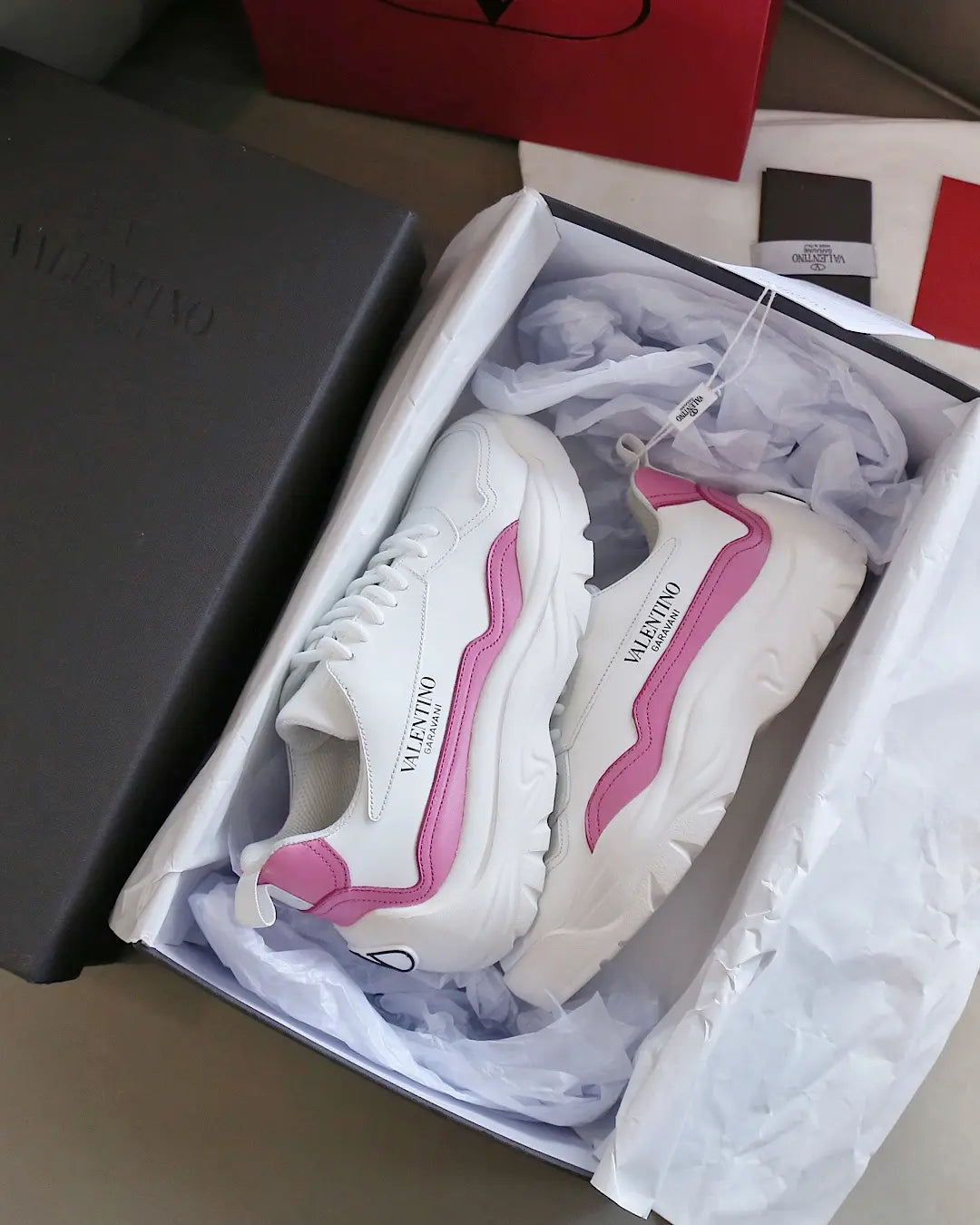 Valentino Garavani White Pink Sneakers