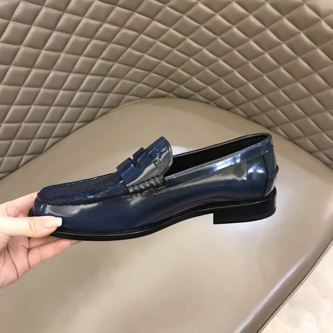 Gucci GG Blue Patent Leather Loafers