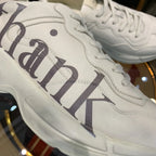 Thank Text White Cream Beige Sneakers