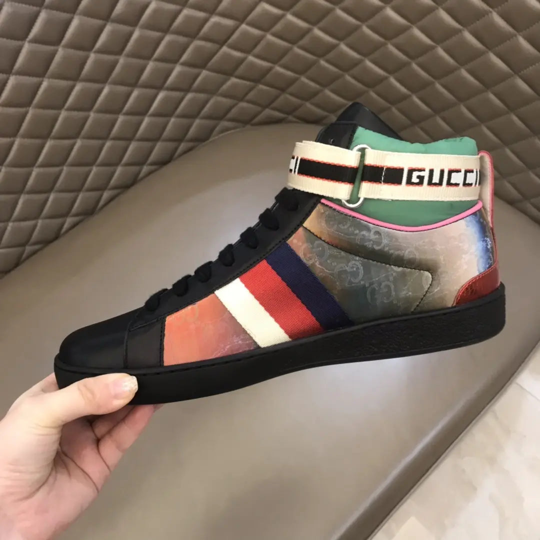 Gucci Web High Top Black Multicolor Sneakers